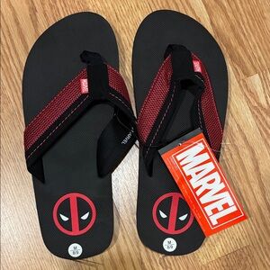 Marvel Deadpool Black and Red Flip Flops
